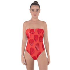 Valentine Day Heart Pattern  Tie Back One Piece Swimsuit by artworkshop