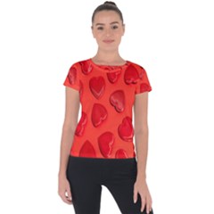 Valentine Day Heart Pattern  Short Sleeve Sports Top  by artworkshop