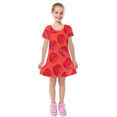 Valentine Day Heart Pattern  Kids  Short Sleeve Velvet Dress by artworkshop