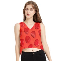 Valentine Day Heart Pattern  V-neck Cropped Tank Top by artworkshop