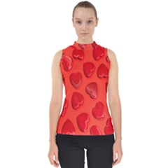 Valentine Day Heart Pattern  Mock Neck Shell Top by artworkshop