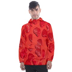 Valentine Day Heart Pattern  Men s Front Pocket Pullover Windbreaker by artworkshop