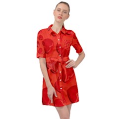 Valentine Day Heart Pattern  Belted Shirt Dress by artworkshop