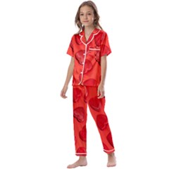 Valentine Day Heart Pattern  Kids  Satin Short Sleeve Pajamas Set by artworkshop