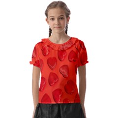 Valentine Day Heart Pattern  Kids  Frill Chiffon Blouse by artworkshop