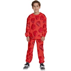 Valentine Day Heart Pattern  Kids  Sweatshirt Set by artworkshop