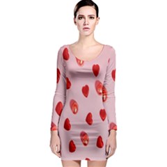 Valentine Day Heart Pattern Long Sleeve Bodycon Dress by artworkshop