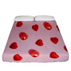 Valentine Day Heart Pattern Fitted Sheet (queen Size) by artworkshop