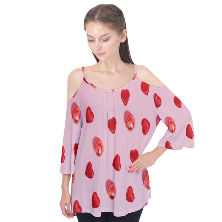 Valentine Day Heart Pattern Flutter Tees