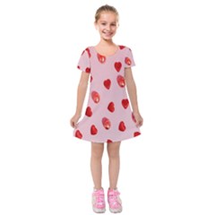 Valentine Day Heart Pattern Kids  Short Sleeve Velvet Dress by artworkshop