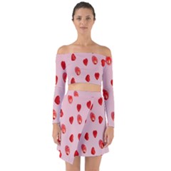 Valentine Day Heart Pattern Off Shoulder Top With Skirt Set by artworkshop