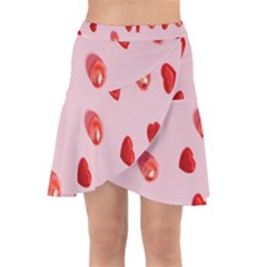 Valentine Day Heart Pattern Wrap Front Skirt