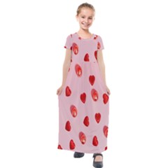 Valentine Day Heart Pattern Kids  Short Sleeve Maxi Dress by artworkshop