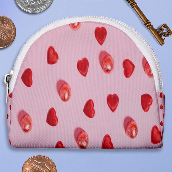 Valentine Day Heart Pattern Horseshoe Style Canvas Pouch