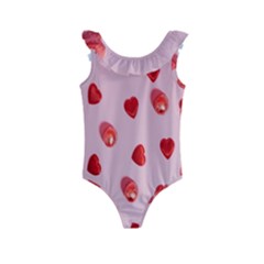 Valentine Day Heart Pattern Kids  Frill Swimsuit by artworkshop