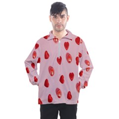 Valentine Day Heart Pattern Men s Half Zip Pullover by artworkshop