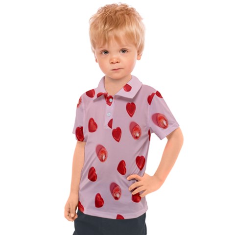 Valentine Day Heart Pattern Kids  Polo Tee by artworkshop