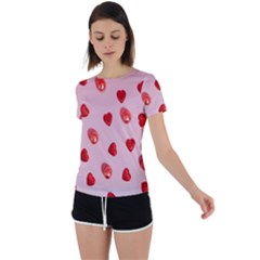 Valentine Day Heart Pattern Back Circle Cutout Sports Tee by artworkshop