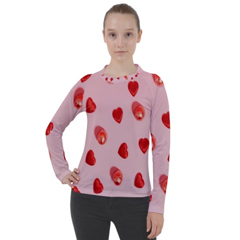 Valentine Day Heart Pattern Women s Pique Long Sleeve Tee by artworkshop