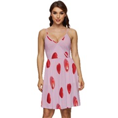 Valentine Day Heart Pattern V-neck Pocket Summer Dress  by artworkshop