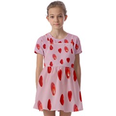 Valentine Day Heart Pattern Kids  Short Sleeve Pinafore Style Dress by artworkshop