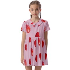 Valentine Day Heart Pattern Kids  Asymmetric Collar Dress by artworkshop