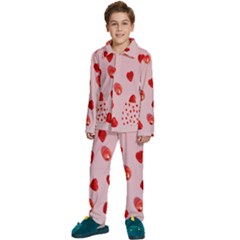 Valentine Day Heart Pattern Kids  Long Sleeve Velvet Pajamas Set by artworkshop