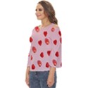 Valentine Day Heart Pattern Cut Out Wide Sleeve Top View2