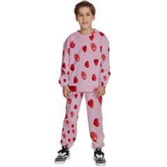 Valentine Day Heart Pattern Kids  Sweatshirt Set by artworkshop