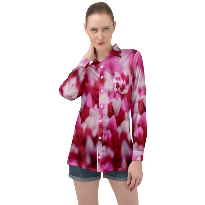 Valentine Day Heart Symbol Capsule Long Sleeve Satin Shirt