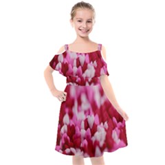 Valentine Day Heart Symbol Capsule Kids  Cut Out Shoulders Chiffon Dress by artworkshop