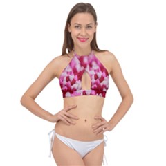 Valentine Day Heart Symbol Capsule Cross Front Halter Bikini Top by artworkshop