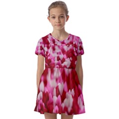 Valentine Day Heart Symbol Capsule Kids  Short Sleeve Pinafore Style Dress