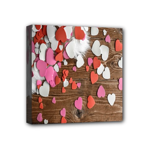 Valentine Day Heart Wallpaper Mini Canvas 4  X 4  (stretched) by artworkshop