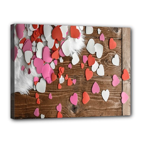 Valentine Day Heart Wallpaper Canvas 16  X 12  (stretched)