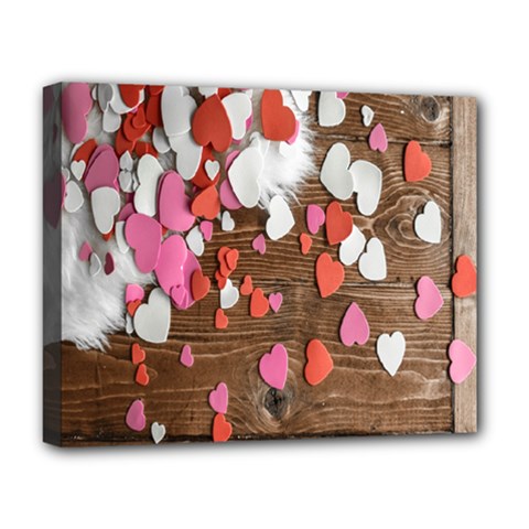 Valentine Day Heart Wallpaper Deluxe Canvas 20  X 16  (stretched) by artworkshop