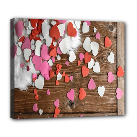 Valentine Day Heart Wallpaper Deluxe Canvas 24  X 20  (stretched) by artworkshop