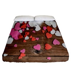 Valentine Day Heart Wallpaper Fitted Sheet (queen Size) by artworkshop