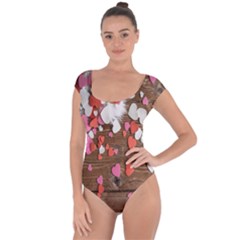 Valentine Day Heart Wallpaper Short Sleeve Leotard  by artworkshop