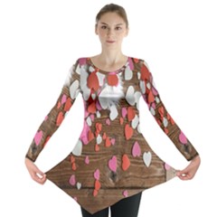 Valentine Day Heart Wallpaper Long Sleeve Tunic  by artworkshop