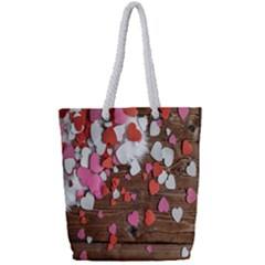 Valentine Day Heart Wallpaper Full Print Rope Handle Tote (small) by artworkshop