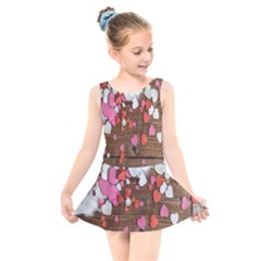 Valentine Day Heart Wallpaper Kids  Skater Dress Swimsuit by artworkshop