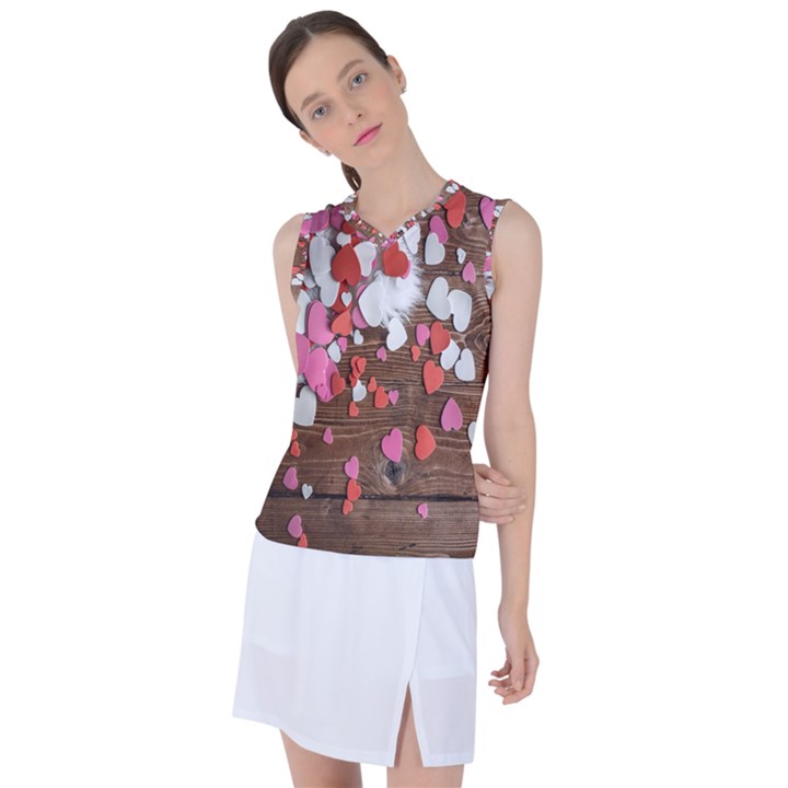 Valentine Day Heart Wallpaper Women s Sleeveless Sports Top