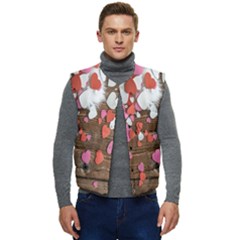 Valentine Day Heart Wallpaper Men s Short Button Up Puffer Vest	 by artworkshop