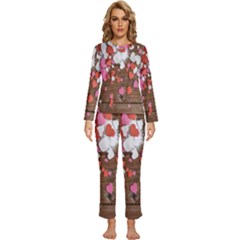 Valentine Day Heart Wallpaper Womens  Long Sleeve Lightweight Pajamas Set by artworkshop