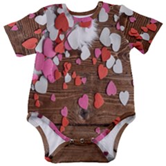 Valentine Day Heart Wallpaper Baby Short Sleeve Bodysuit by artworkshop