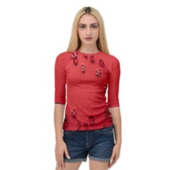 Valentine Day Logo Heart Ribbon Quarter Sleeve Raglan Tee