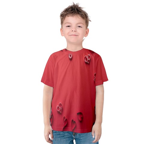 Valentine Day Logo Heart Ribbon Kids  Cotton Tee by artworkshop