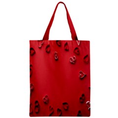 Valentine Day Logo Heart Ribbon Zipper Classic Tote Bag by artworkshop