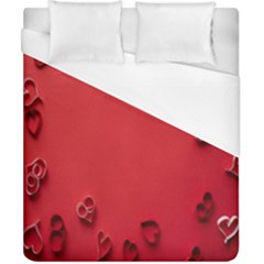 Valentine Day Logo Heart Ribbon Duvet Cover (california King Size) by artworkshop